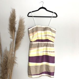 💐2/$20 NWT BR 💯 silk geometric print strapless dress 8P